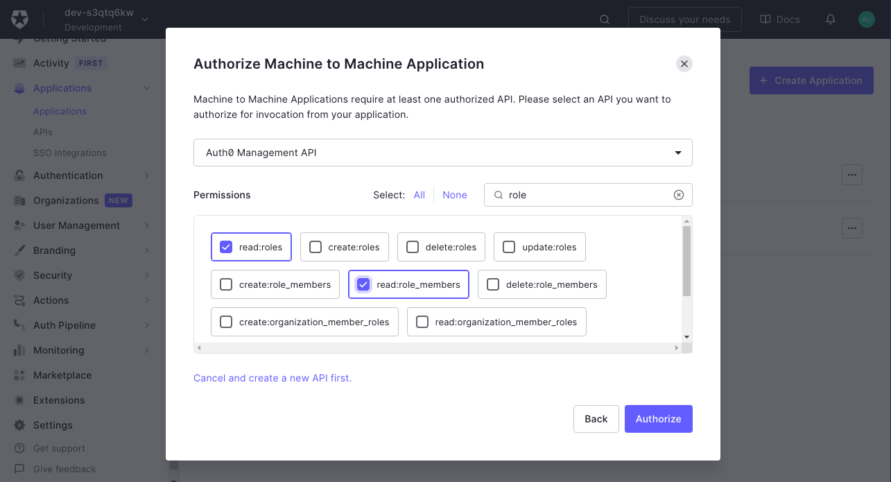 Auth0 Management API Scopes